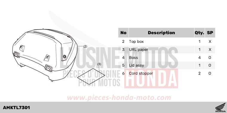 KIT,TOP BOX(MANUAL) de X-ADV 750 PEARL DEEP MUD GRAY (NHC47) 2023